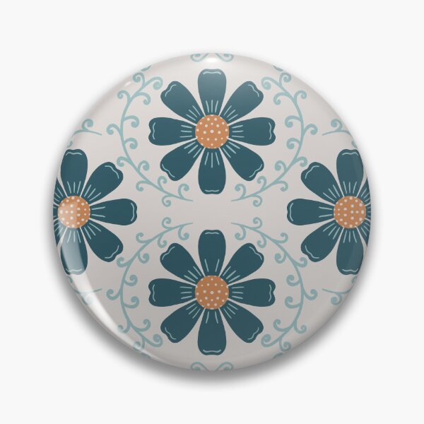 Item preview, Daisy Vine - Slate Teal and Soft Ochre on Light Warm Grey designed and sold by artistmaria.