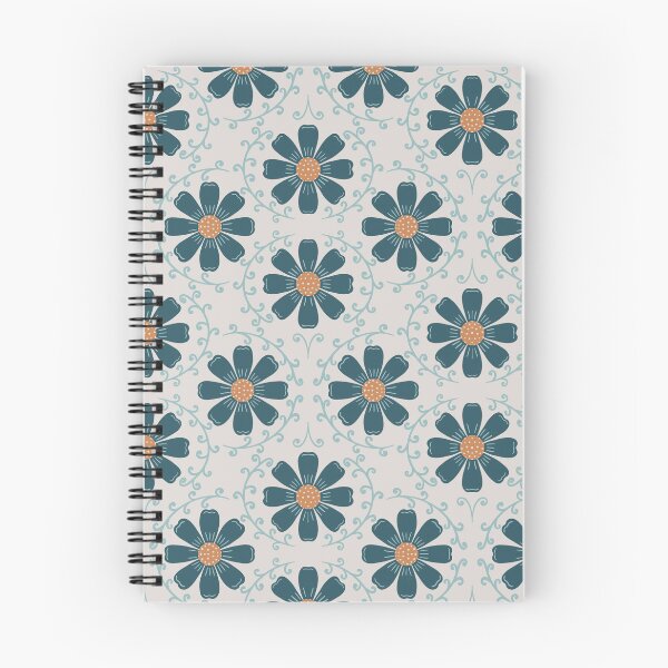 Item preview, Daisy Vine - Slate Teal and Soft Ochre on Light Warm Grey designed and sold by artistmaria.