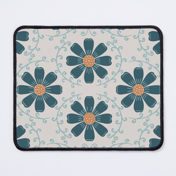 Item preview, Daisy Vine - Slate Teal and Soft Ochre on Light Warm Grey designed and sold by artistmaria.