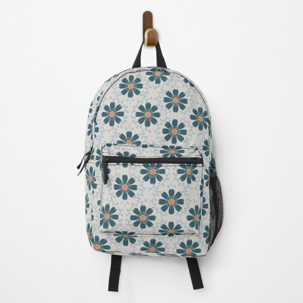 Item preview, Daisy Vine - Slate Teal and Soft Ochre on Light Warm Grey designed and sold by artistmaria.