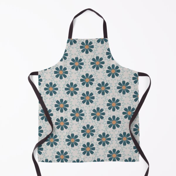 Item preview, Daisy Vine - Slate Teal and Soft Ochre on Light Warm Grey designed and sold by artistmaria.