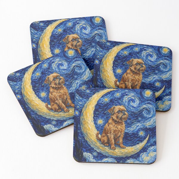 Item preview, Funny Brussels Griffon Starry Night Painting Cute Moon Stars Mom Dad Kids designed and sold by FurryHavenPH.