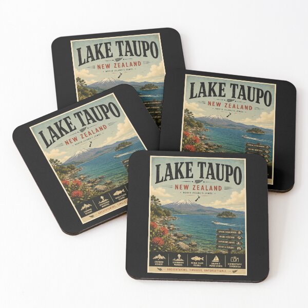 Item preview, Vintage Lake Taupo - New Zealand Poster designed and sold by GoodOldVintage.
