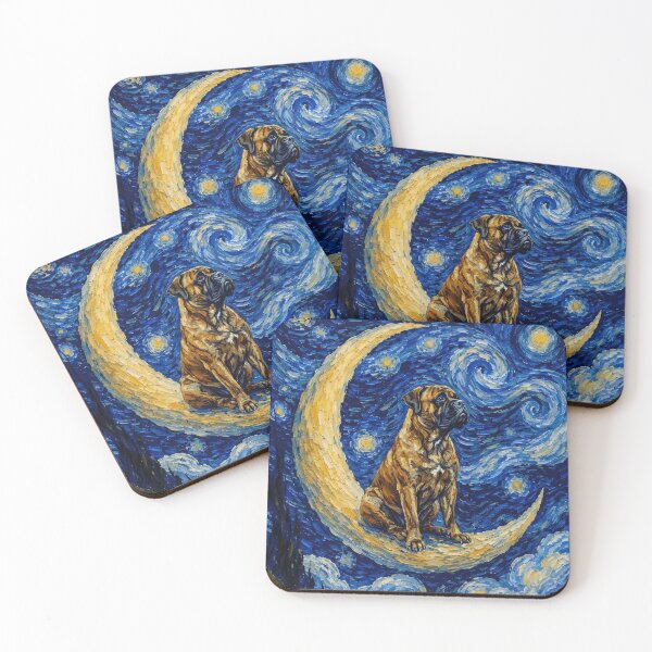 Item preview, Funny Bull Mastiff Starry Night Painting Cute Moon Stars Mom Dad Kids designed and sold by FurryHavenPH.