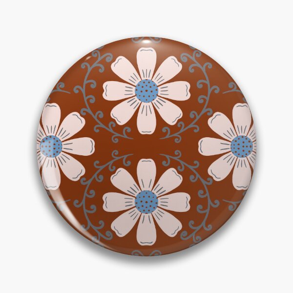 Item preview, Daisy Vine - Soft Blush and Slate Blue on Rust Brown designed and sold by artistmaria.