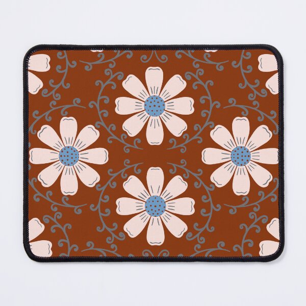 Item preview, Daisy Vine - Soft Blush and Slate Blue on Rust Brown designed and sold by artistmaria.