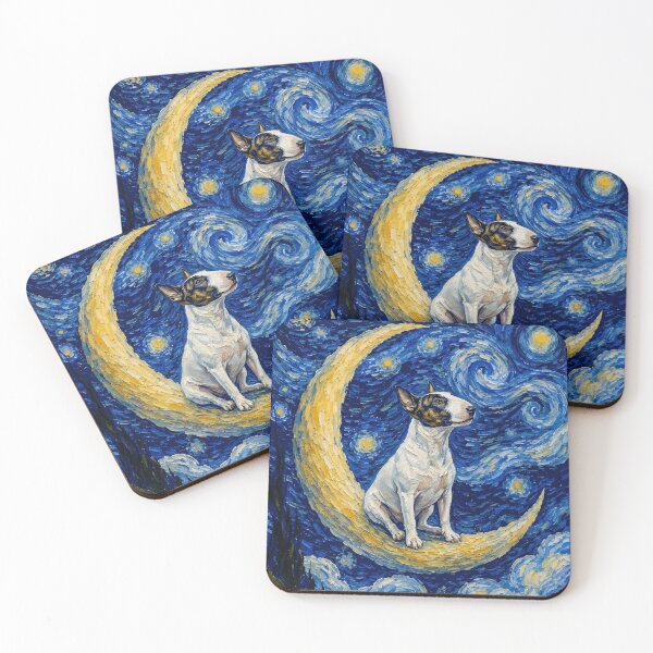 Item preview, Funny Bull Terrier Starry Night Painting Cute Moon Stars Mom Dad Kids designed and sold by FurryHavenPH.