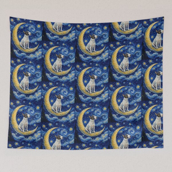 Item preview, Funny Bull Terrier Starry Night Painting Cute Moon Stars Mom Dad Kids designed and sold by FurryHavenPH.