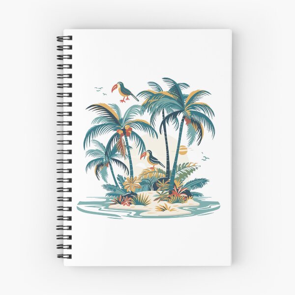 Item preview, Tropical Island Paradise with Palm Trees & Toucans | Exotic Nature Art designed and sold by Awarrie.