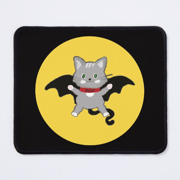 Item preview, Halloween Cat with Bat Wings Flying to the Moon designed and sold by studiodrchicken.