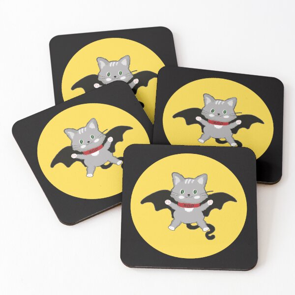 Item preview, Halloween Cat with Bat Wings Flying to the Moon designed and sold by studiodrchicken.