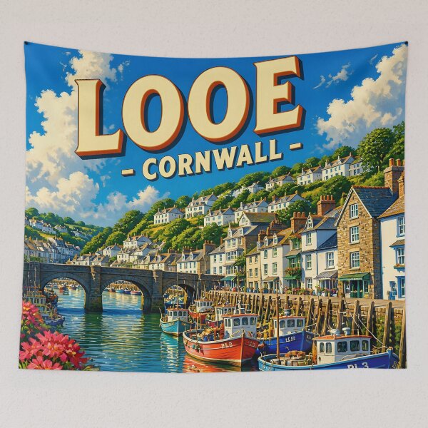 Item preview, Looe, Cornwall: scenic-Style Painterly Travel Poster designed and sold by LSVart.