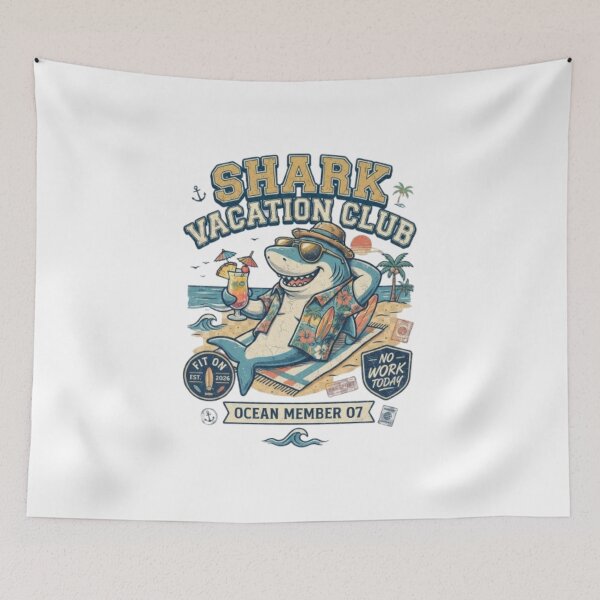 Item preview, Funny Shark Vacation Club Summer Animal Shirt designed and sold by Fit On.