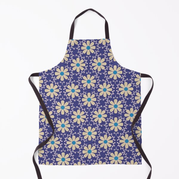 Item preview, Daisy Vine - Soft Cream and Cerulean on Deep Indigo designed and sold by artistmaria.