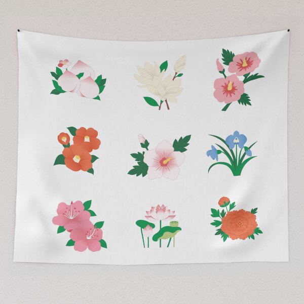 Item preview, Asian Botanical Floral Peach Lotus Hibiscus Aesthetic designed and sold by Rehnair.