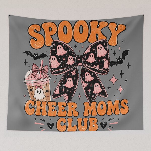 Item preview, Spooky Cheer Moms Club Halloween Pink Bow Ghost Coffee designed and sold by Yellowriversss.