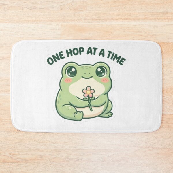 Item preview, One Hop at a Time | Cute Frog Motivational Quote Sticker designed and sold by Tiny-Doodle-Co.