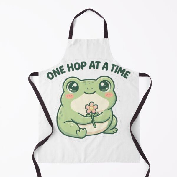 Item preview, One Hop at a Time | Cute Frog Motivational Quote Sticker designed and sold by Tiny-Doodle-Co.