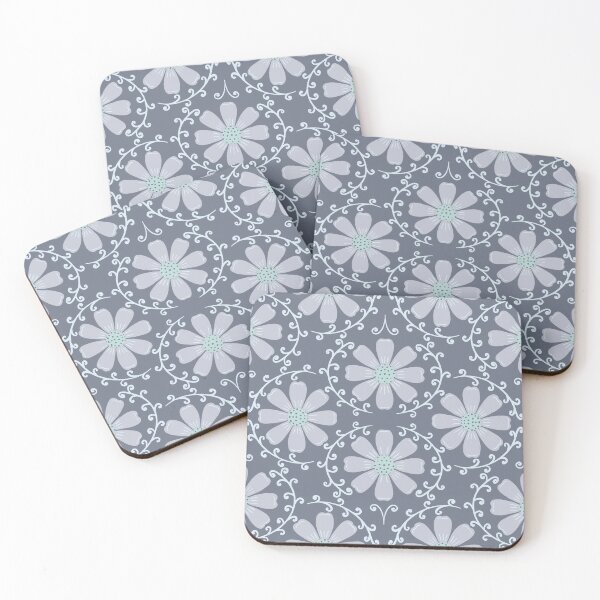 Item preview, Daisy Vine - Soft Lavender and Mint on Charcoal Blue designed and sold by artistmaria.