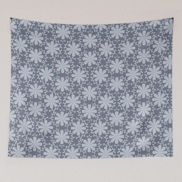 Item preview, Daisy Vine - Soft Lavender and Mint on Charcoal Blue designed and sold by artistmaria.