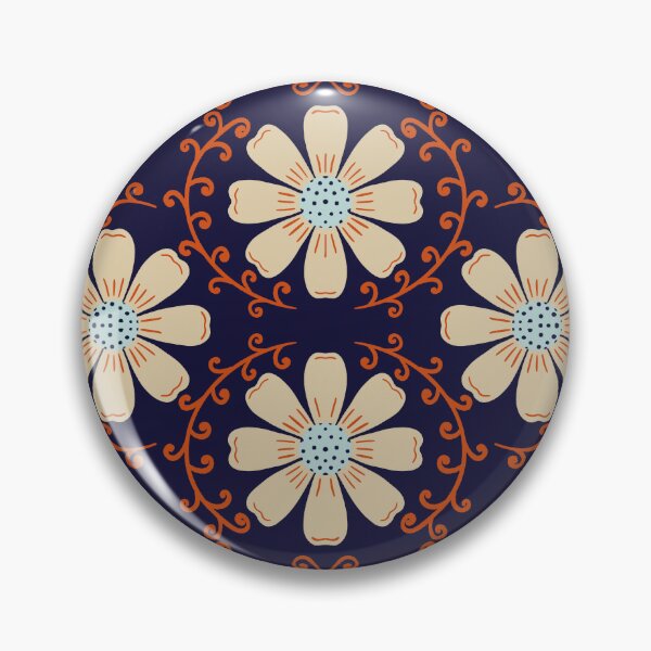 Item preview, Daisy Vine - Warm Cream and Terracotta on Midnight Navy designed and sold by artistmaria.
