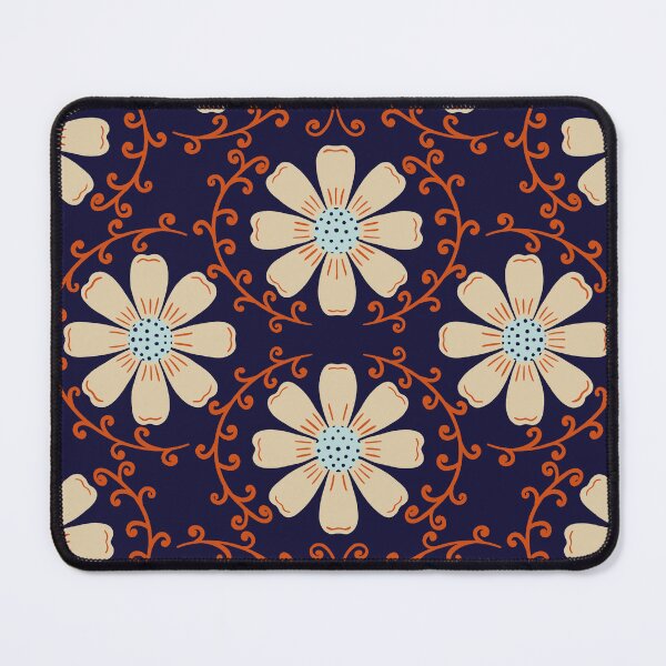 Item preview, Daisy Vine - Warm Cream and Terracotta on Midnight Navy designed and sold by artistmaria.