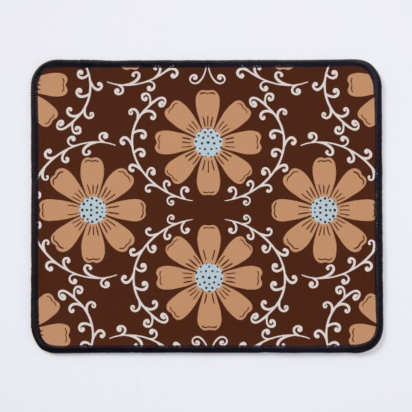 Item preview, Daisy Vine - Warm Tan and Ice Blue on Chocolate Brown designed and sold by artistmaria.