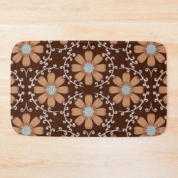 Item preview, Daisy Vine - Warm Tan and Ice Blue on Chocolate Brown designed and sold by artistmaria.