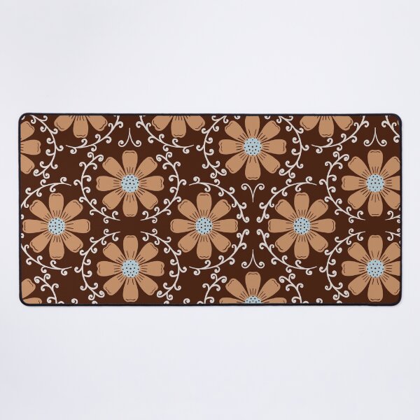Item preview, Daisy Vine - Warm Tan and Ice Blue on Chocolate Brown designed and sold by artistmaria.