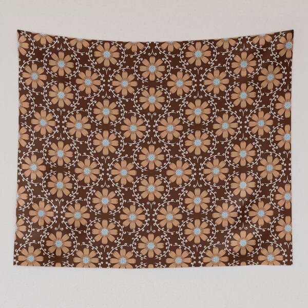 Item preview, Daisy Vine - Warm Tan and Ice Blue on Chocolate Brown designed and sold by artistmaria.