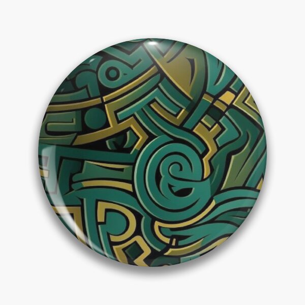 Item preview, Emerald Green and Gold Tribal Graffiti Doodle Abstract Pattern designed and sold by LYAN-STORE.