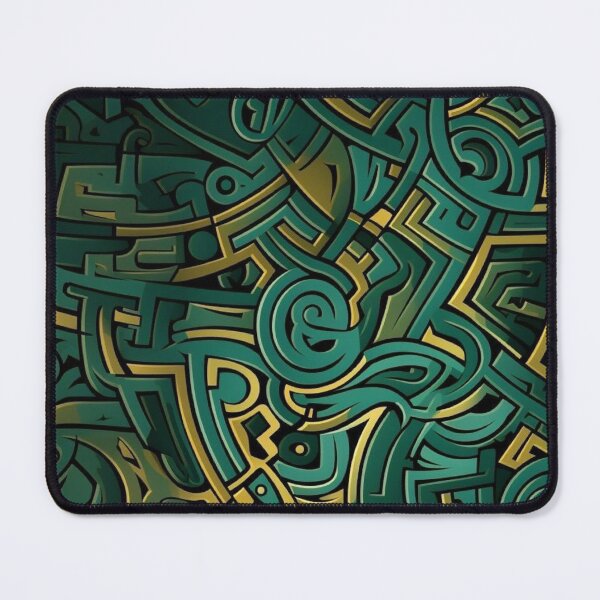 Item preview, Emerald Green and Gold Tribal Graffiti Doodle Abstract Pattern designed and sold by LYAN-STORE.