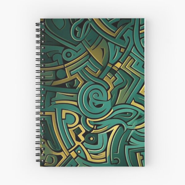 Item preview, Emerald Green and Gold Tribal Graffiti Doodle Abstract Pattern designed and sold by LYAN-STORE.