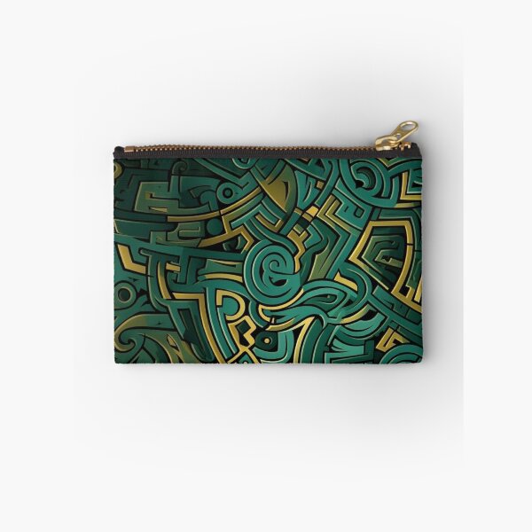 Item preview, Emerald Green and Gold Tribal Graffiti Doodle Abstract Pattern designed and sold by LYAN-STORE.