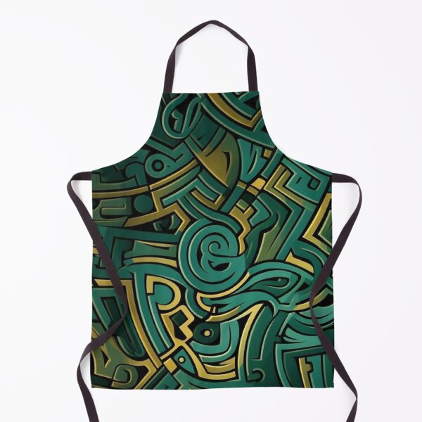 Item preview, Emerald Green and Gold Tribal Graffiti Doodle Abstract Pattern designed and sold by LYAN-STORE.