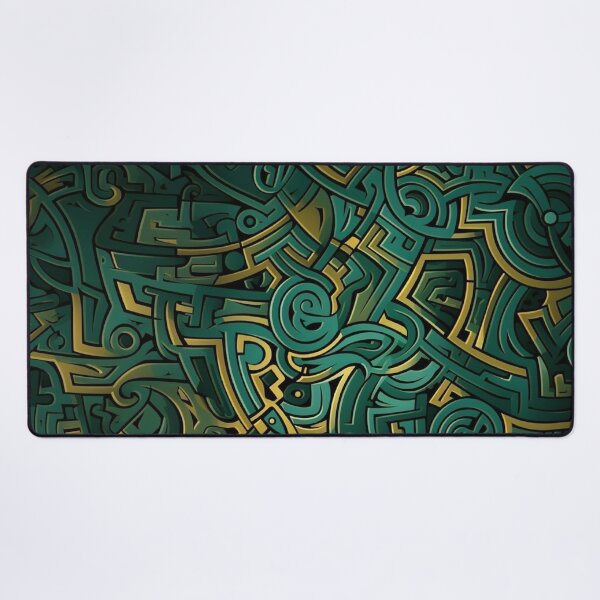 Item preview, Emerald Green and Gold Tribal Graffiti Doodle Abstract Pattern designed and sold by LYAN-STORE.