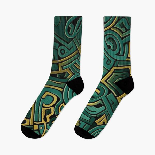 Item preview, Emerald Green and Gold Tribal Graffiti Doodle Abstract Pattern designed and sold by LYAN-STORE.