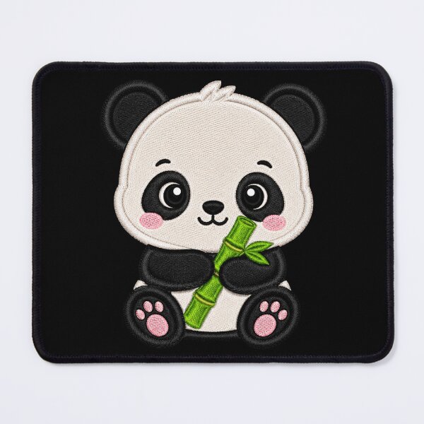 Item preview, Cute Baby Panda Holding Bamboo Embroidery Illustration designed and sold by ColorSplash123.