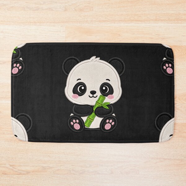 Item preview, Cute Baby Panda Holding Bamboo Embroidery Illustration designed and sold by ColorSplash123.