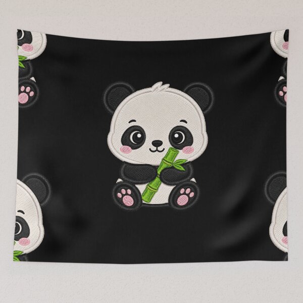Item preview, Cute Baby Panda Holding Bamboo Embroidery Illustration designed and sold by ColorSplash123.