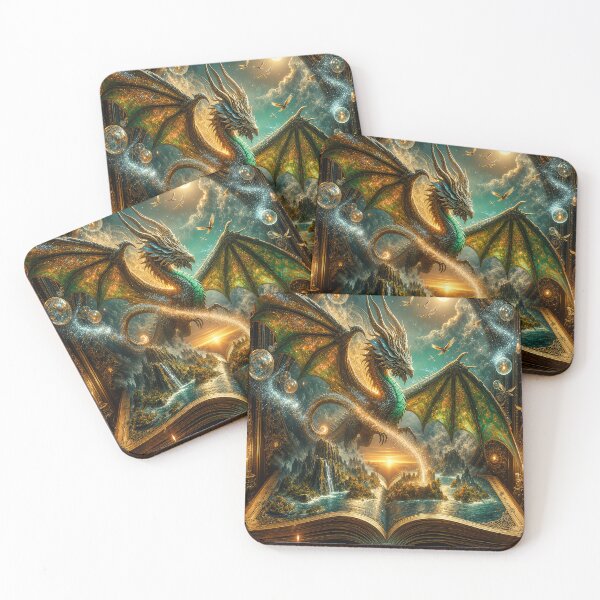Item preview, Magic Dragon Book Wall Art – Enchanted Fantasy Dragon Emerging from Ancient Spellbook designed and sold by DrakariArt.