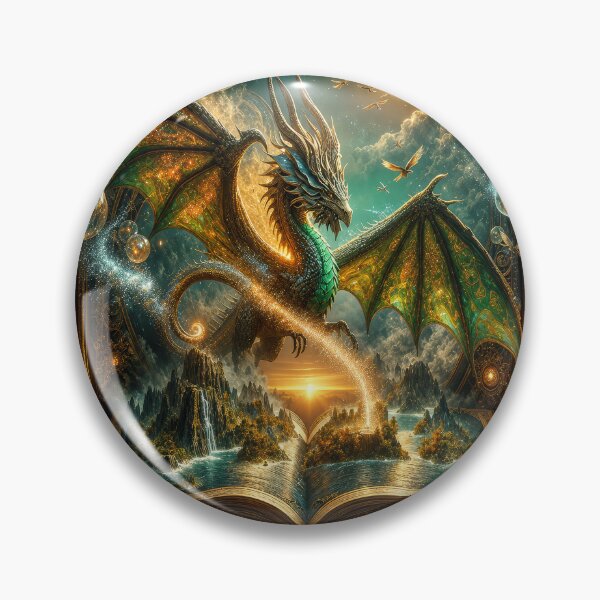 Item preview, Magic Dragon Book Wall Art – Enchanted Fantasy Dragon Emerging from Ancient Spellbook designed and sold by DrakariArt.