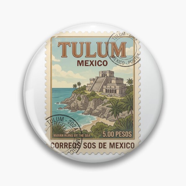 Item preview, Vintage Tulum Mexico Mayan Ruins Travel Stamp designed and sold by k3rstman1.