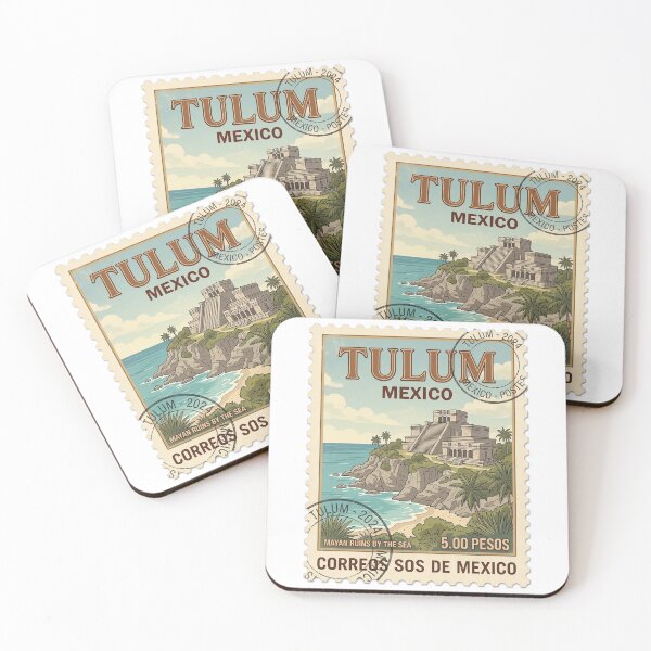 Item preview, Vintage Tulum Mexico Mayan Ruins Travel Stamp designed and sold by k3rstman1.