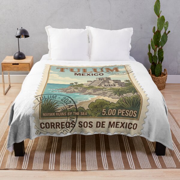 Item preview, Vintage Tulum Mexico Mayan Ruins Travel Stamp designed and sold by k3rstman1.