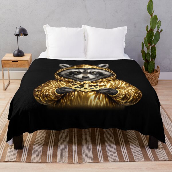 Item preview, Gold Raccoon Navigator with Sextant – Metallic Cosmic Animal Art designed and sold by Anyshca.