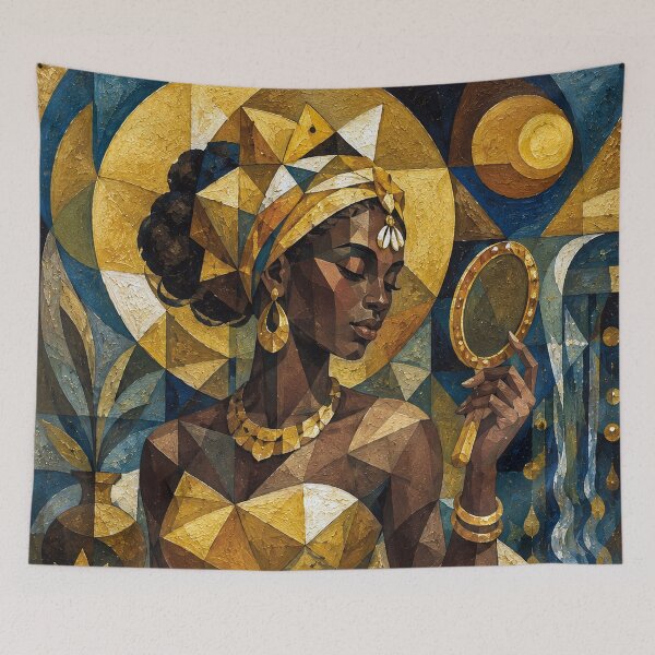 Item preview, The Golden Flow of Oshun painting. designed and sold by GalleryKauffeld.