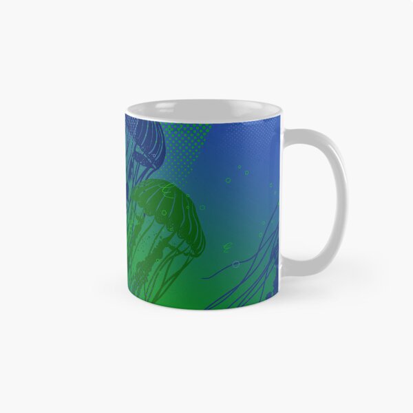 Item preview, Jellyfish Swarm Green Blue Ocean designed and sold by chaaval.