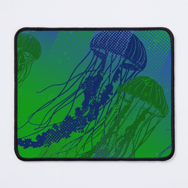 Item preview, Jellyfish Swarm Green Blue Ocean designed and sold by chaaval.