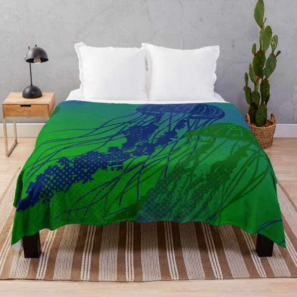 Item preview, Jellyfish Swarm Green Blue Ocean designed and sold by chaaval.